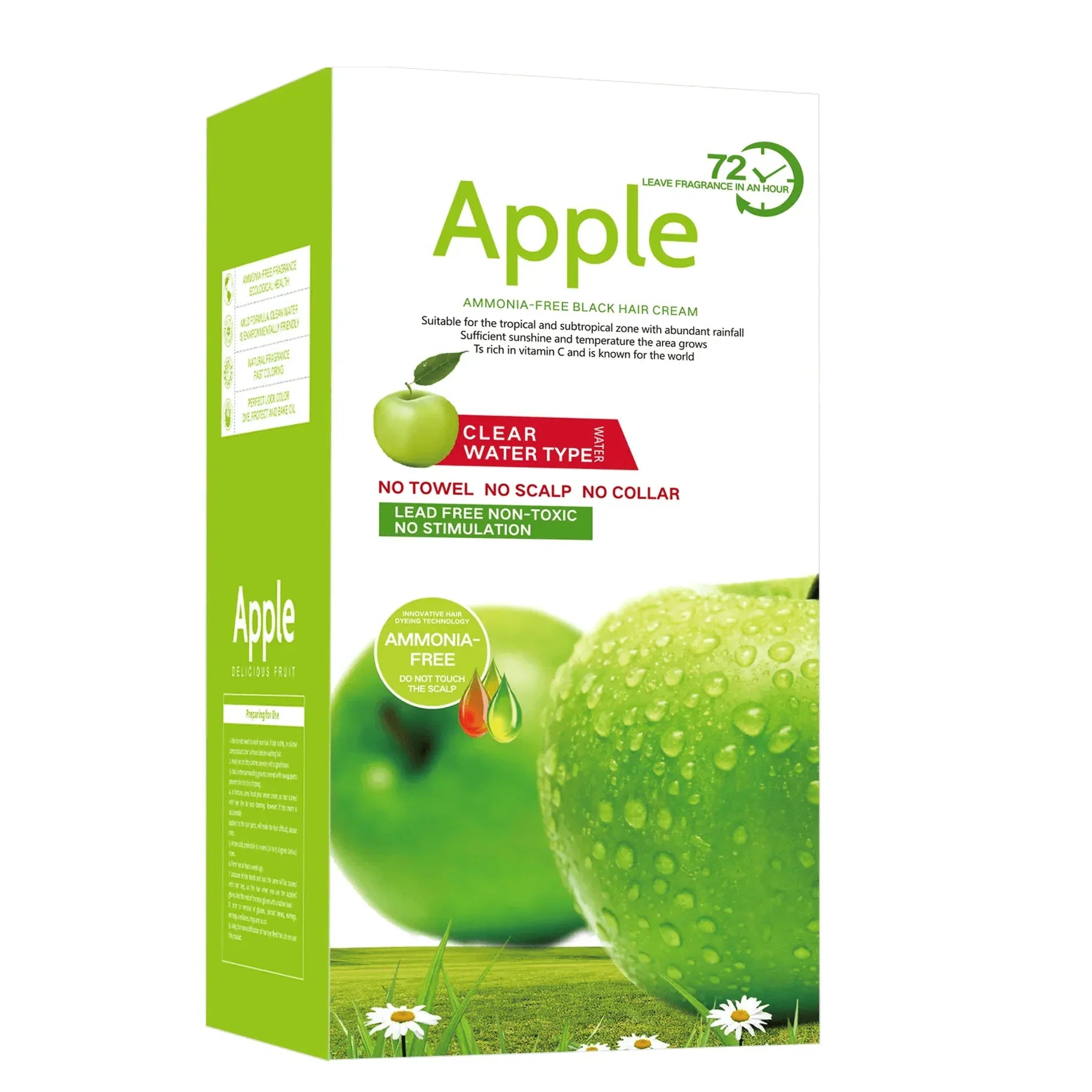 Black Hair Cream - Apple Scented Natural Black Hair Dye - 10 Sachets